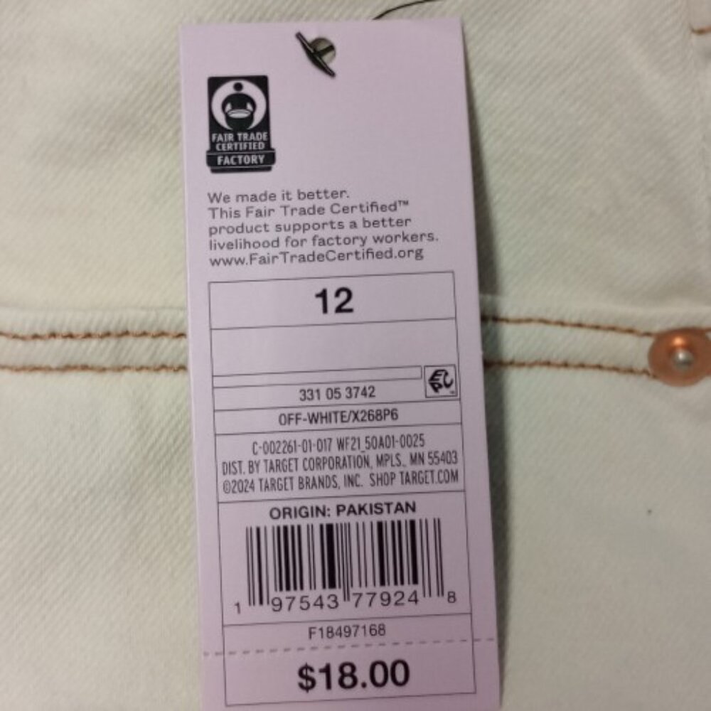 Women's High-Rise Rolled Cuff Jean Shorts - Wild Fable Off-White 12 NWT - Picture 5 of 11